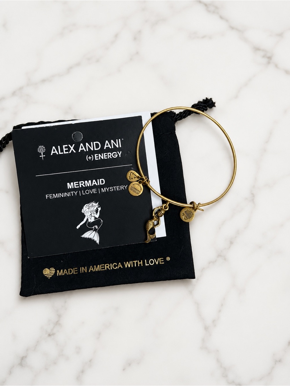 Alex and Ani Gold Mermaid Charm Expandable Bangle